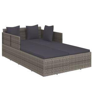 vidaXL Leh&aacute;tko s podu&scaron;kami &scaron;ed&eacute; 182 x 118 x 63 cm polyratan