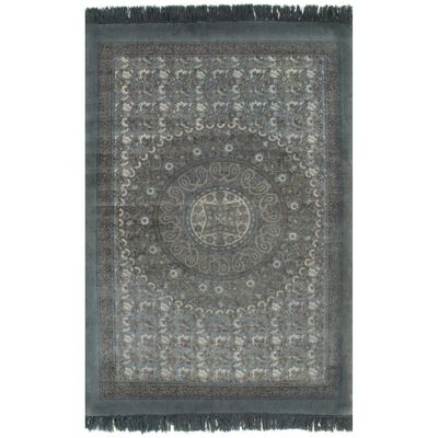 vidaXL Koberec Kilim se vzorem bavlněný 120 x 180 cm šedý