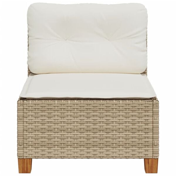 vidaXL Zahradní pohovka bez područek s poduškami béžová polyratan