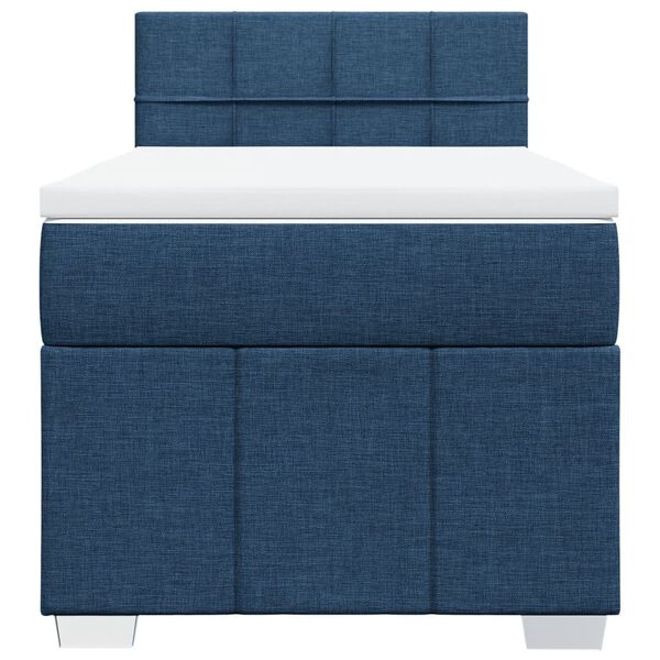 vidaXL Box spring postel s matrac&iacute; modr&aacute; 100 x 200 cm textil