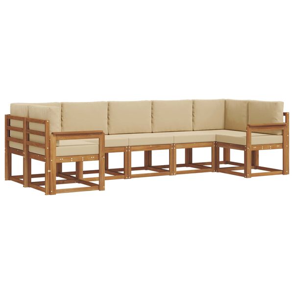 vidaXL Venkovn&iacute; pohovkov&aacute; souprava 7 pcs Přirozen&aacute; a B&eacute;žov&aacute;