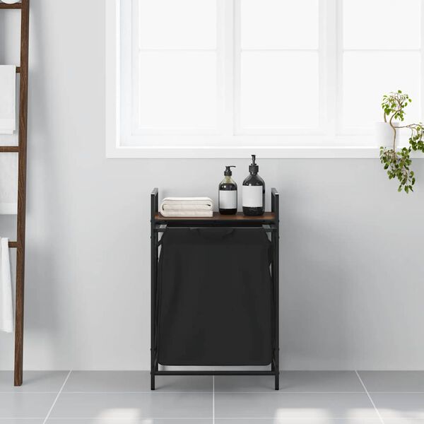 vidaXL Koš na prádlo se 1 přihrádkou a policí hnědý dub