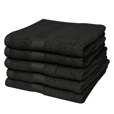 vidaXL Sada sprchových osušek 5 ks bavlna 500 g/m² 70x140 cm černá