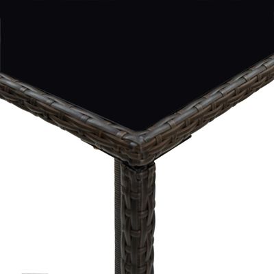 vidaXL Zahradní barový stůl hnědý 70 x 70 x 110 cm polyratan a sklo