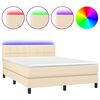 vidaXL Box spring postel s matrac&iacute; a LED kr&eacute;mov&aacute; 140x200 cm textil