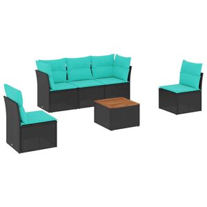 vidaXL 6d&iacute;ln&aacute; zahradn&iacute; sedac&iacute; souprava s podu&scaron;kami čern&aacute; polyratan