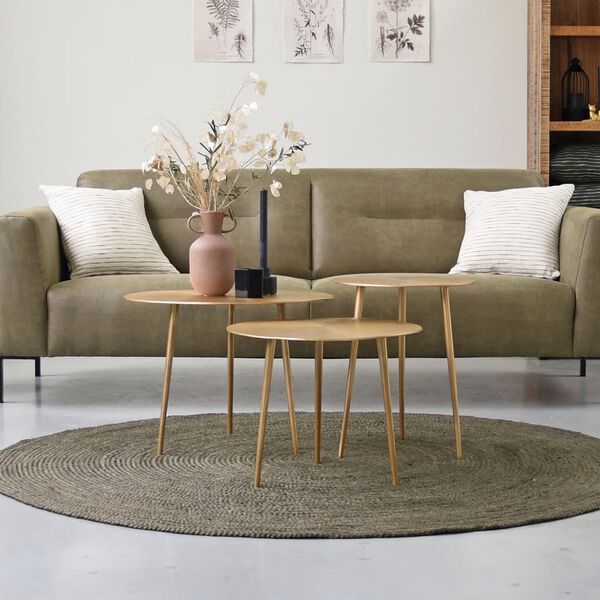 LABEL51 Koberec Jute kulat&yacute; 150 x 150 cm XL vojensk&aacute; zelen&aacute;