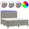 vidaXL Box spring postel s matrac&iacute; a LED světle &scaron;ed&aacute; 180x200 cm samet