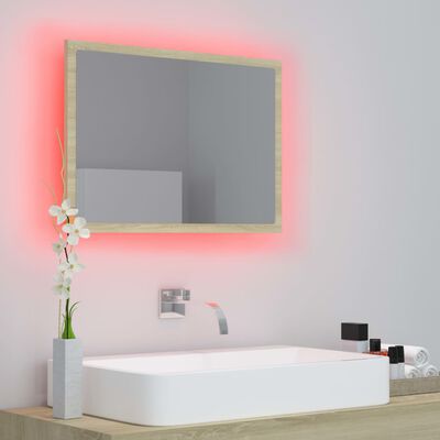 vidaXL LED koupelnové zrcadlo dub sonoma 60 x 8,5 x 37 cm akrylové