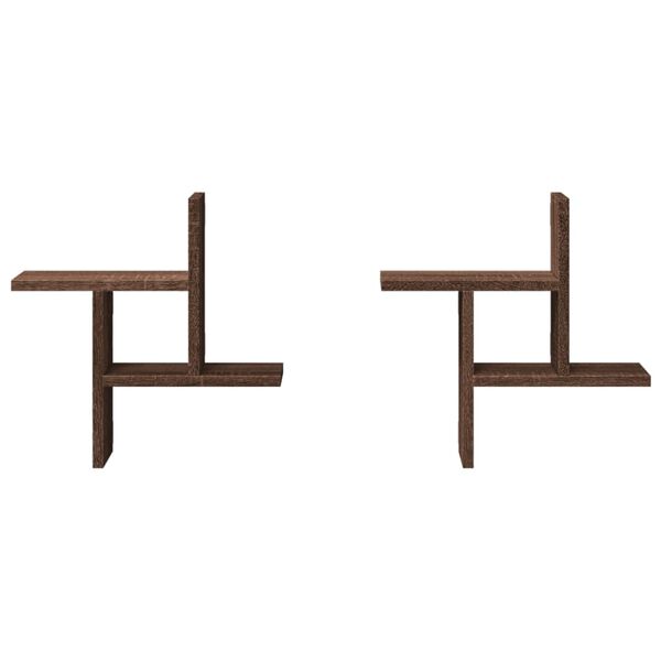 vidaXL Nástěnné police 2 ks hnědý dub 38 x 12 x 38 cm kompozitní dřevo