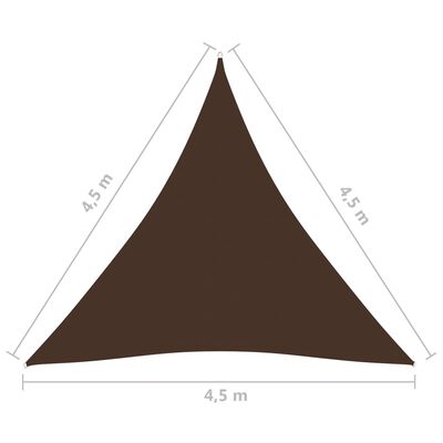 vidaXL Stínící plachta oxfordská látka trojúhelník 4,5x4,5x4,5 m hnědá