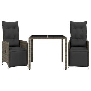 vidaXL 3d&iacute;ln&yacute; zahradn&iacute; bistro set s podu&scaron;kami &scaron;ed&yacute; polyratan