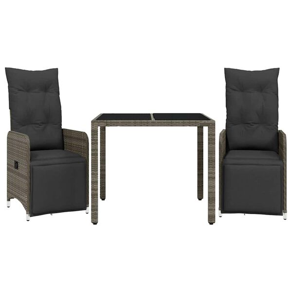 vidaXL 3d&iacute;ln&yacute; zahradn&iacute; bistro set s podu&scaron;kami &scaron;ed&yacute; polyratan