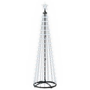 vidaXL LED kuželov&yacute; v&aacute;nočn&iacute; stromek 180 cm 250 LED Studen&aacute; b&iacute;l&aacute; Ocel