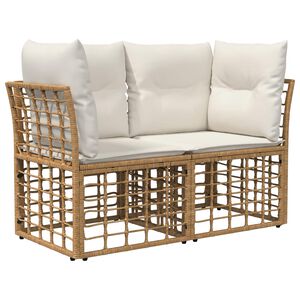 vidaXL Venkovn&iacute; loveseat 2 ks Pro 2 osobu Přirozen&aacute; a kr&eacute;mově b&iacute;l&aacute;