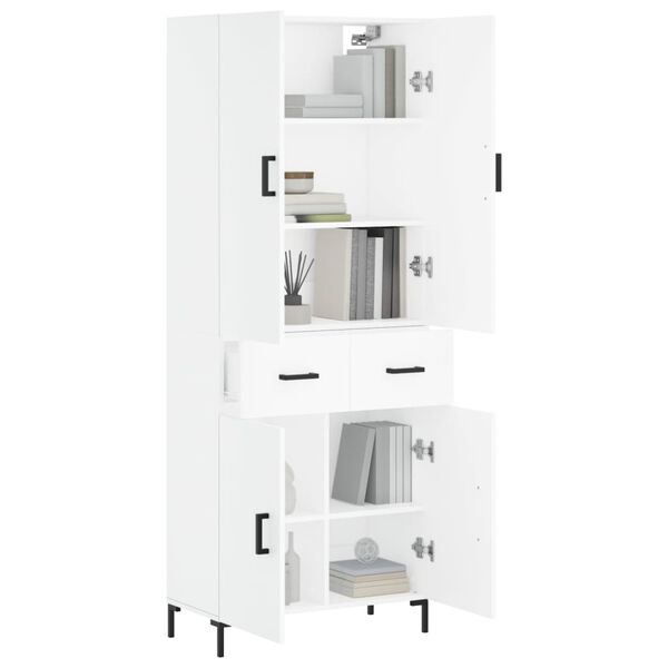 vidaXL Skř&iacute;ň highboard b&iacute;l&aacute; 69,5 x 34 x 180 cm kompozitn&iacute; dřevo