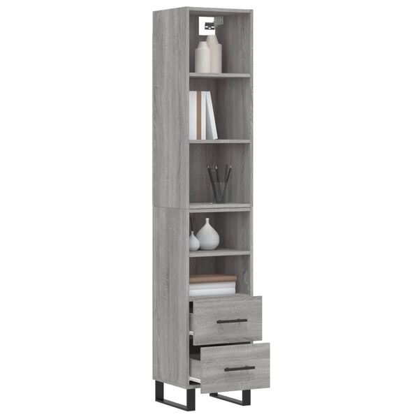 vidaXL Skř&iacute;ň highboard &scaron;ed&aacute; sonoma 34,5 x 34 x 180 cm kompozitn&iacute; dřevo
