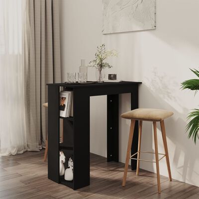 vidaXL Barový stůl s regálem černý 102x50x103,5 cm kompozitní dřevo