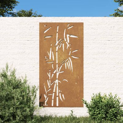 vidaXL Zahradní nástěnná dekorace 105 x 55 cm cortenová ocel Bambus