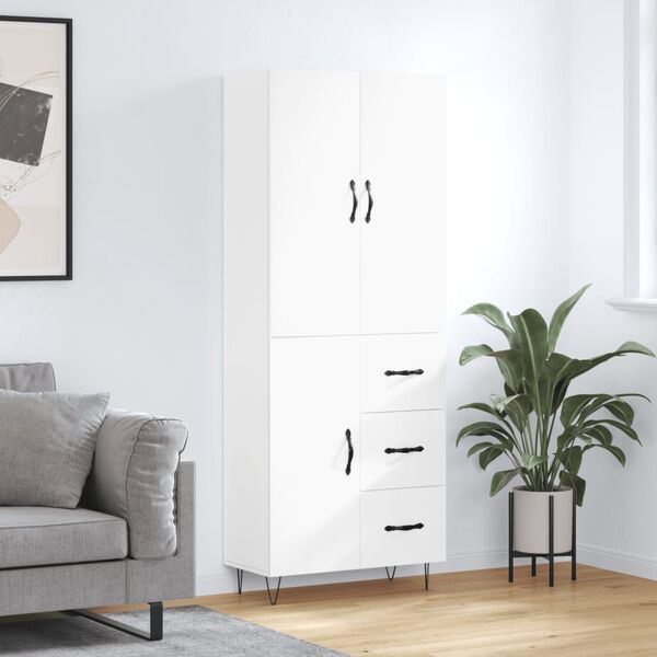 vidaXL Skř&iacute;ň highboard b&iacute;l&aacute; 69,5 x 34 x 180 cm kompozitn&iacute; dřevo