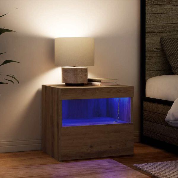 vidaXL Nočn&iacute; skř&iacute;ňka Artisanov&yacute; dub 50 x 40 x 45 cm kompozitn&iacute; dřevo