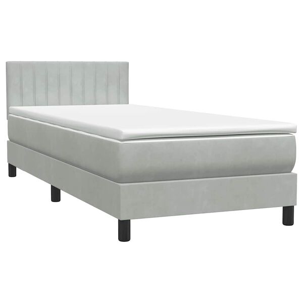 vidaXL Box spring postel s matrac&iacute; světle &scaron;ed&aacute; 80x220 cm samet