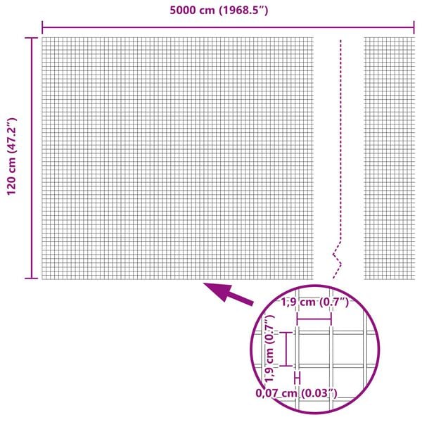 vidaXL Svařovaný drátěný plot Stříbrná 1.2 x 50 m Ocel