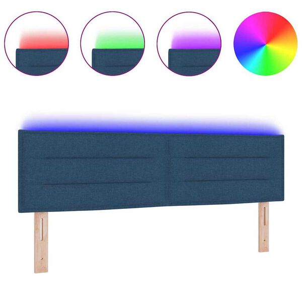 vidaXL LED hlavov&aacute; deska s LED p&aacute;sov&yacute;mi světly Modr&aacute; 160 cm textil