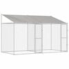 vidaXL Ps&iacute; klec s střechou Stř&iacute;brn&aacute; 400 x 200 x 256 cm Ocel a PE