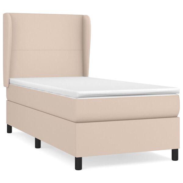 vidaXL Box spring postel s matrac&iacute; cappuccino 90x200 cm uměl&aacute; kůže