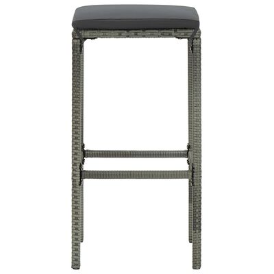 vidaXL Barové stoličky s poduškami 4 ks šedé polyratan