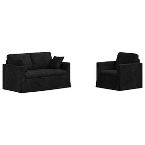 vidaXL Set pohovek 2 ks Čern&aacute; samet