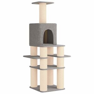 vidaXL Kočič&iacute; strom se &scaron;krabac&iacute;mi sloupky sisal Světle &scaron;ed&aacute; 180 cm