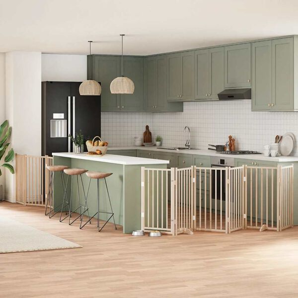 vidaXL Z&aacute;brana pro psy s dv&iacute;řky skl&aacute;dac&iacute; 9 panelů 450 cm topol