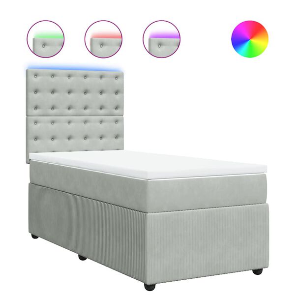 vidaXL Box spring postel s matrac&iacute; světle &scaron;ed&aacute; 80 x 200 cm samet