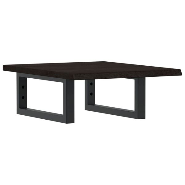 vidaXL Deska pod umyvadlo nástěnná ocel a masivní dubové dřevo