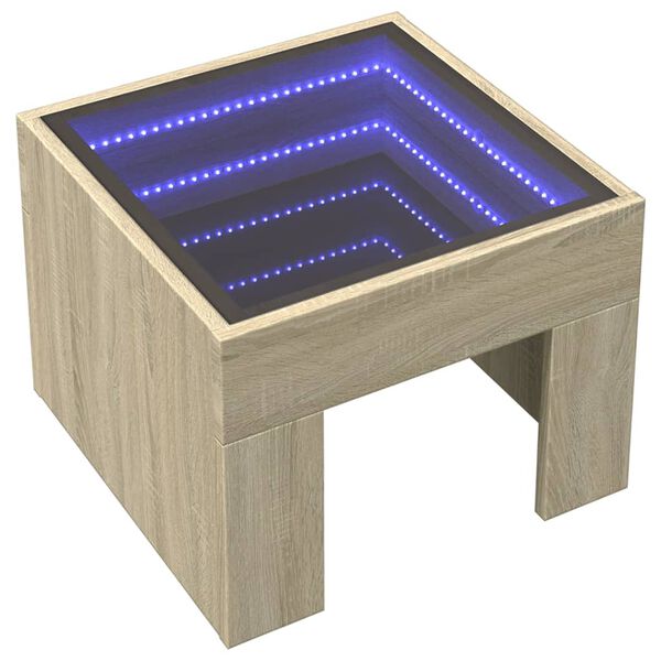 vidaXL Konferenční stolek s Infinity LED dub sonoma 40 x 40 x 30 cm