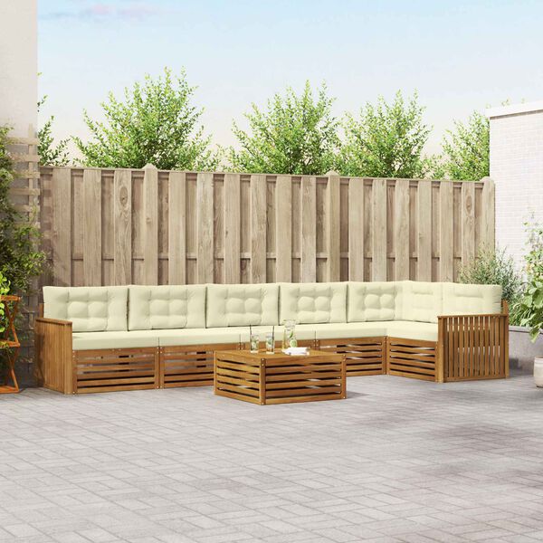 vidaXL Venkovn&iacute; pohovkov&aacute; souprava 7 pcs Přirozen&aacute; a Kr&eacute;mov&aacute;