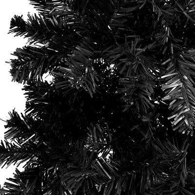 vidaXL Úzký vánoční stromek s LED osvětlením černý 210 cm