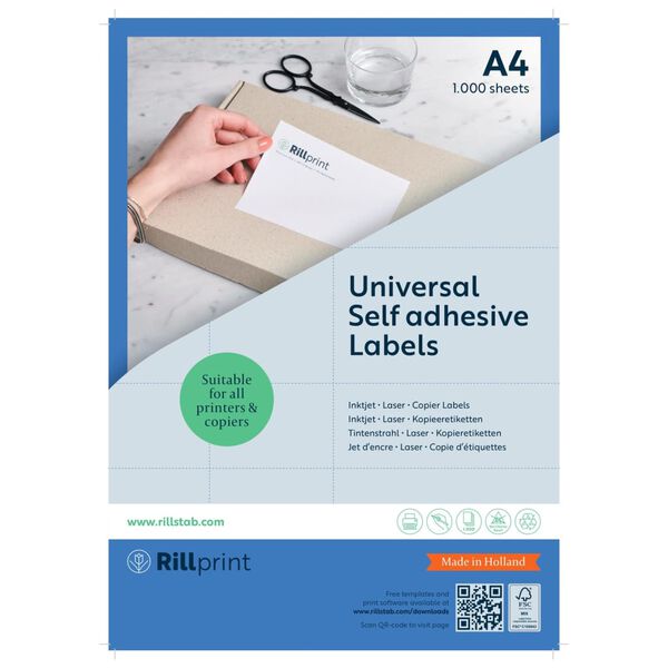 rillprint Samolepic&iacute; etikety 105 x 37 mm 1 000 archů b&iacute;l&eacute;