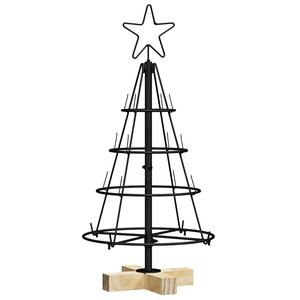 vidaXL V&aacute;nočn&iacute; kuželov&yacute; stromeček s stojanem Čern&aacute; 60 cm Ocel