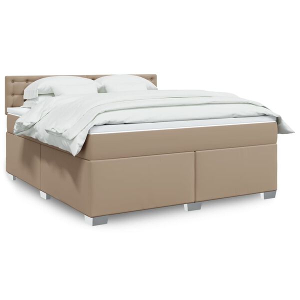 vidaXL Box spring postel s matrac&iacute; cappuccino 180 x 200 cm uměl&aacute; kůže