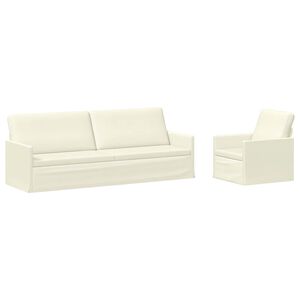 vidaXL Set pohovek 2 pcs Kr&eacute;mov&aacute; Žebrovan&aacute; l&aacute;tka