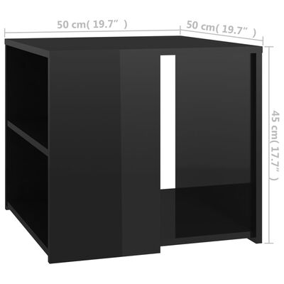 vidaXL Odkládací stolek černý s vysokým leskem 50x50x45 cm dřevotříska