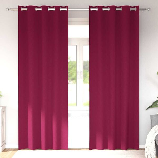 vidaXL Z&aacute;věsy na zatemněn&iacute; s kroužky 2 pcs V&iacute;no Červen&eacute; 260 x 140 cm