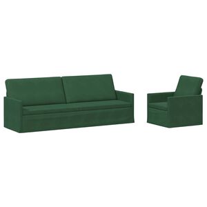 vidaXL Set pohovek 2 pcs Jungle Green Žebrovan&aacute; l&aacute;tka