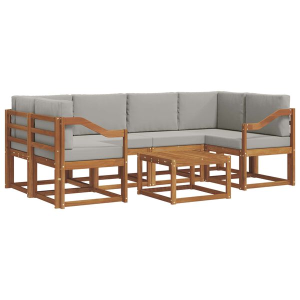 vidaXL Venkovn&iacute; pohovkov&aacute; souprava 7 pcs Př&iacute;rodn&iacute; a světle &scaron;ed&aacute;