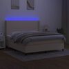 vidaXL Box spring postel s matrac&iacute; a LED kr&eacute;mov&aacute; 180x200 cm textil