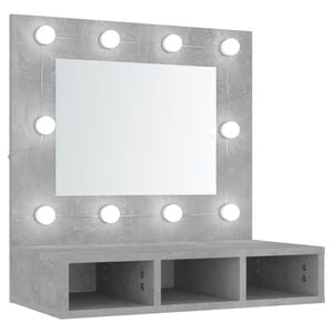 vidaXL Zrcadlov&aacute; skř&iacute;ňka s LED betonově &scaron;ed&aacute; 60 x 31,5 x 62 cm