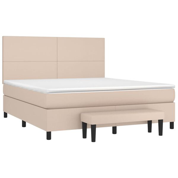 vidaXL Box spring postel s matrac&iacute; cappuccino 180 x 200 cm uměl&aacute; kůže